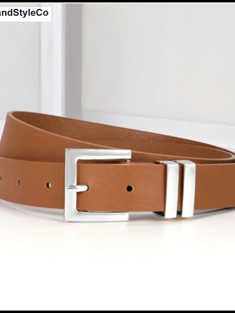 Women's Faux Leather Belt Square Buckle Waist Belt for Jeans Dresses